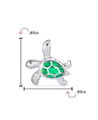 Bling Jewelry Nautical Created Opal Inlay Turtle Pendant Necklace .925 Sterling Silver