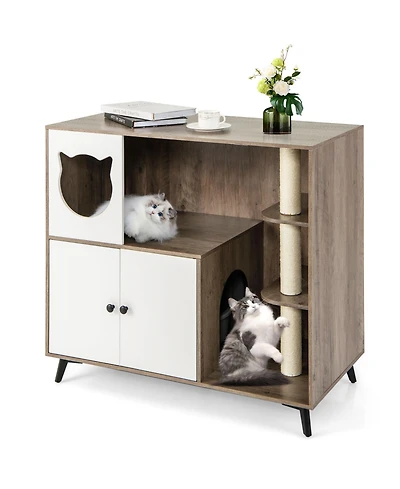 Cozito Cat Litter Box Enclosure 40 in 3 Sisal Posts Cat Tree