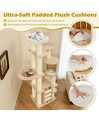 Cozito Cat Tree 71 inch Wooden with Perch Condo Space Capsule