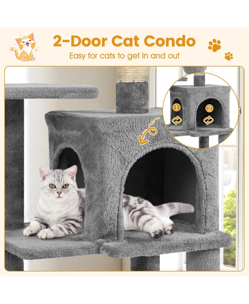 Cozito Cat Tower Multi-Level with 2-Door Condo and Top Perch