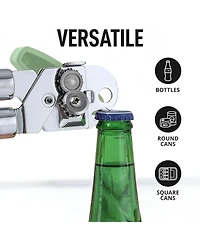Zulay Kitchen Heavy Duty Stainless Steel Can Opener Manual with Side Bottle Opener