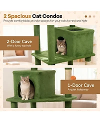 Cozito Cat Tree 58 inch Modern with Plush Perch and 2 Condos
