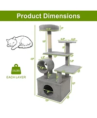 Cozito Cat Tree 48 inch Multi-Level with Large Condo and Top Perch