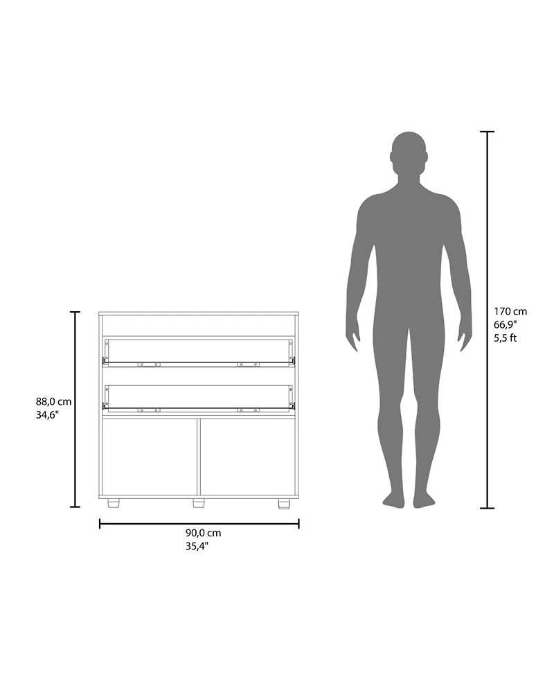 Fm Furniture Vangoh Modern Storage Cabinet with Drawers and Concealed Storage