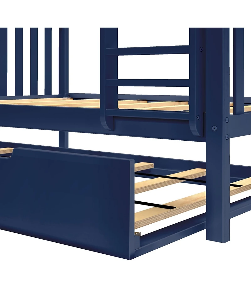 Max & Lily Solid Wood Bunk Bed with Storage Trundle for Kids