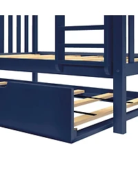 Max & Lily Solid Wood Bunk Bed with Storage Trundle for Kids