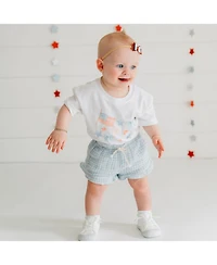 Sweet Wink Baby Girls Patriotic Watercolor Short Sleeve Romper