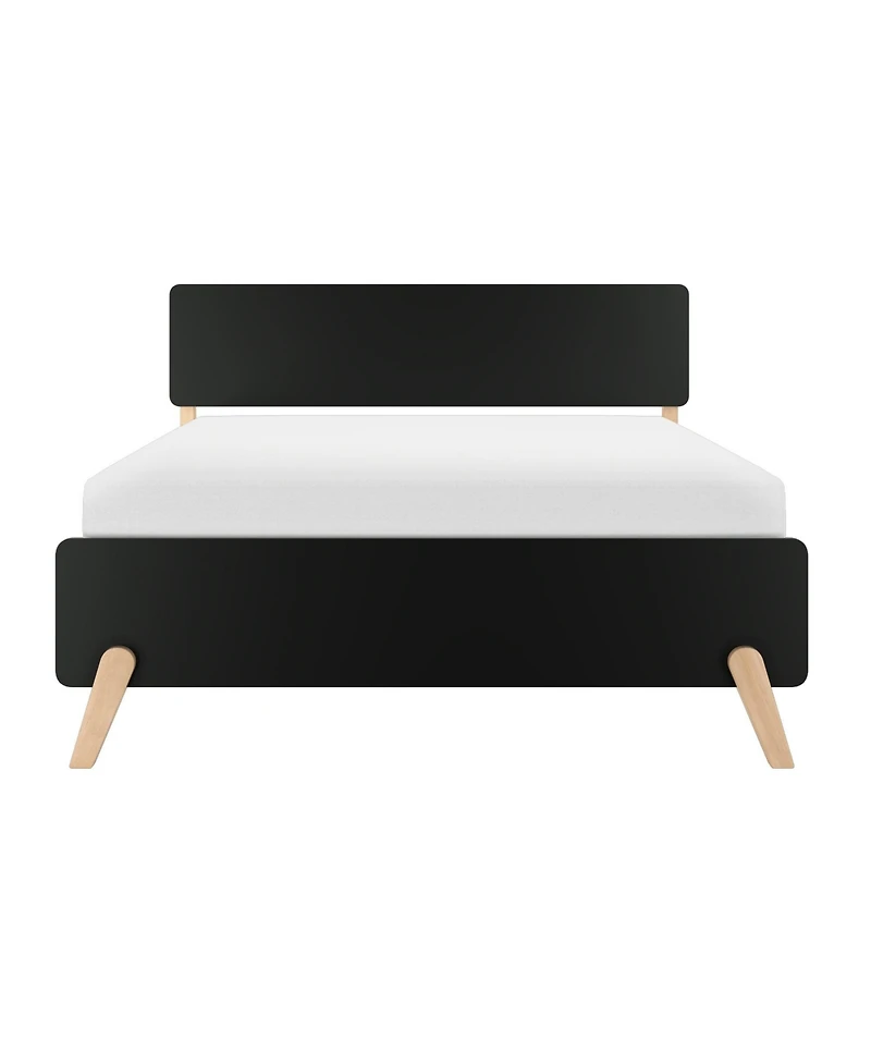 Max & Lily Bed Frame, Mid-Century Modern Solid Wood Platform for Kids, Strong Slat Support, No Box Spring Needed