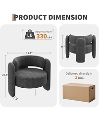 gaomon Modern Chenille Accent Chair Set of 2 Mid-Century Upholstered Living Room Chair Cozy Round Armrest Chair With Open Back for Bedroom/Office/Cafe