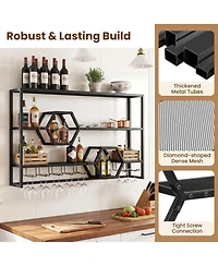 Slickblue 47 Inch Wall Wine Rack Floating Shelves for Home Bar Storage