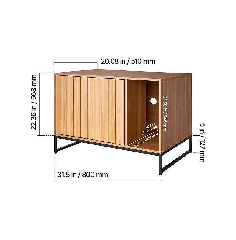 Sugift Cat Litter Box Enclosure Furniture 31.5 in Hidden Litter Box Cabinet with Scratch Pad