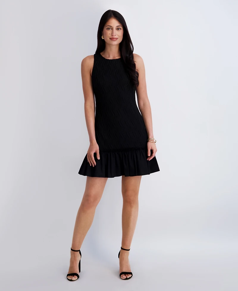 Kensie Women's Crochet Knit Crewneck Polyester Dress
