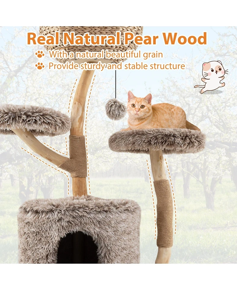 Cozito Cat Tree Solid Pear Wood with Perch and Sisal Posts