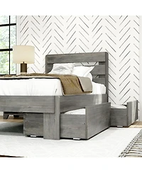 Max & Lily Solid Wood Farmhouse Twin Bed with Plank Headboard and Storage Drawers