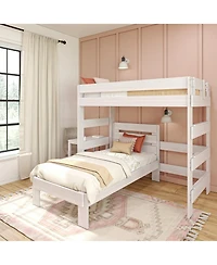 Max &bLily Farmhouse Twin over L-Shaped Bunk Bed with Desk