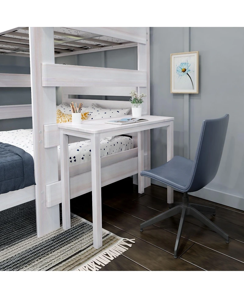 Max & Lily Farmhouse Twin over Full L-Shaped Bunk Bed with Desk, Driftwood