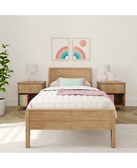 Max & Lily Twin Bed Frame, Solid Wood Classic Platform with Panel Headboard for Kids