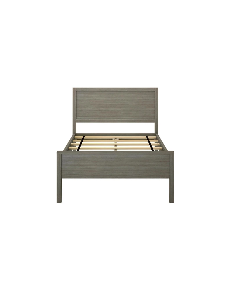 Max & Lily Twin Bed Frame, Solid Wood Classic Platform with Panel Headboard for Kids