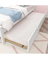 Max & Lily Twin Bed with Trundle, Classic Solid Wood Platform Panel Headboard