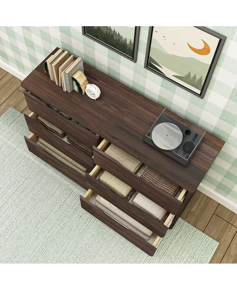 Max & Lily 6 Drawer Dresser, Storage Drawers Farmhouse Solid Wood Bedroom Dressers