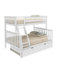 Max & Lily Solid Wood Bunk Bed, Twin over Full with Storage Trundle and Ladder for Kids