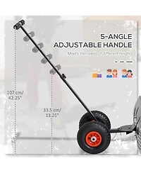 Outsunny Snow Shovel, Rolling Pusher with 29" Blade, Wheels & Tilt,