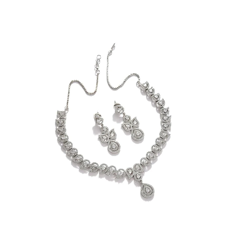 Sohi Women's Crystal Bling Necklace And Earrings (Set Of 2)