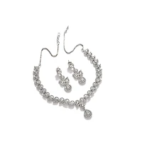 Sohi Women's Crystal Bling Necklace And Earrings (Set Of 2)