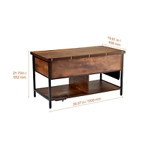 Sugift Lift Top Coffee Table with Usb Charging, Led Ambient Light, and Hidden Storage