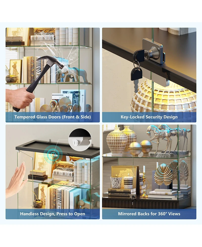 Vlsrka Glass Display Cabinet with Rgb Lights