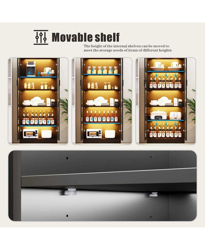 Vlsrka Display Cabinet with Doors and Adjustable Shelves
