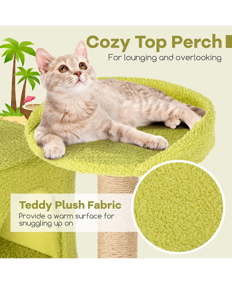 Cozito Cat Tower 71 in Multi-Level Aesthetic Beach-Themed Design