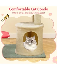 Cozito Cat Tower 49 inch Aesthetic Floral with Flower Padded Perch