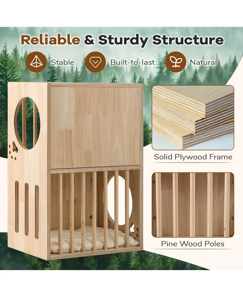 Cozito Cat Condo 2-Tier Wooden Indoor with Removable Cushions