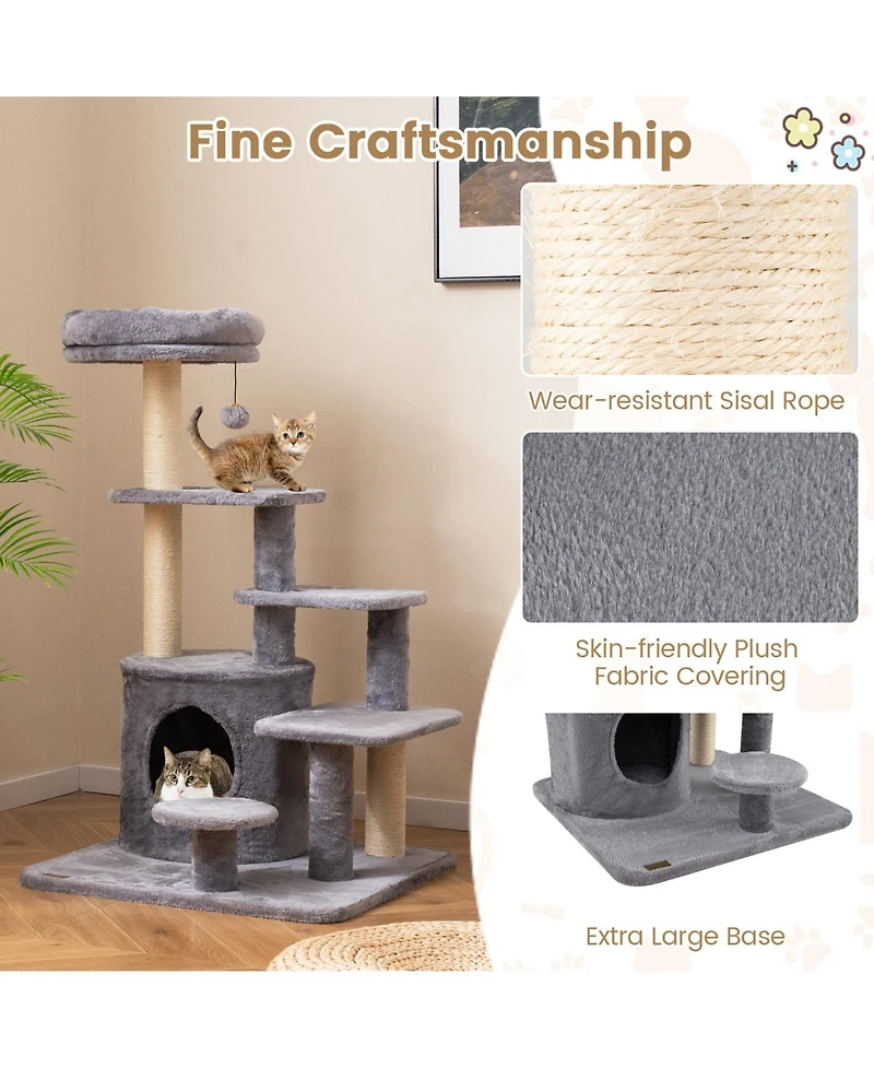 Cozito Cat Tower 40 inch Multi-Level with Condo and Jingle Ball