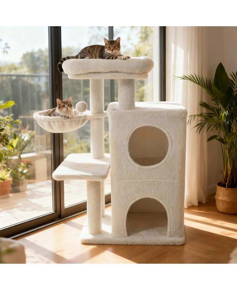 Cozito Cat Tower 33.5 in Cute with 2-Tier Condo and Top Perch
