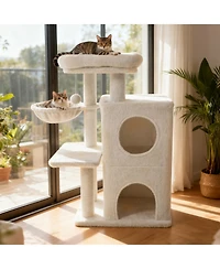 Cozito Cat Tower 33.5 in Cute with 2-Tier Condo and Top Perch