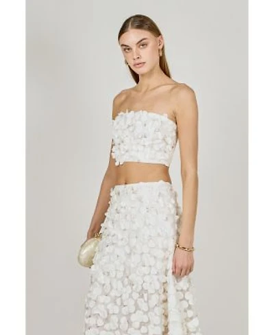 Womens 3d Floral Bandeau Top Maxi Skirt