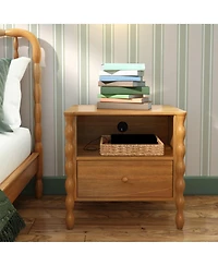 Max & Lily Jenny Lind Cubby Nightstand with 1 Drawer and Electrical Outlet