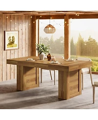 Tribesigns 63" Farmhouse Dining Table for 6, Rectangle Wooden Kitchen Table with Heavy-Duty Legs, Rustic