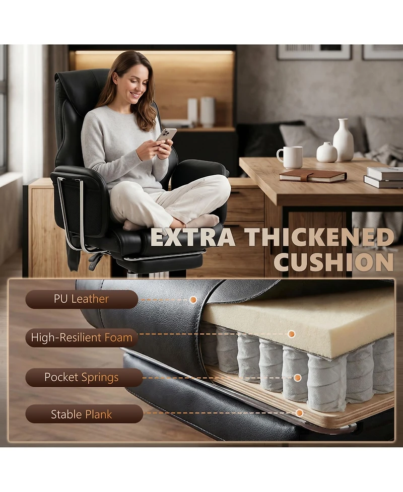 Homcom Massage Office Chair with 6 Points Vibration, Desk Chair,