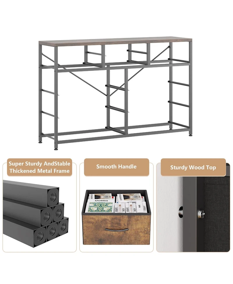 gaomon Wide 10 Drawer Fabric Dresser Tv Stand, Steel Frame Storage Chest with Wood Top