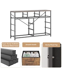 gaomon Wide 10 Drawer Fabric Dresser Tv Stand, Steel Frame Storage Chest with Wood Top