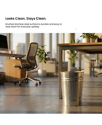 Home Zone Living 3 Gallon Rectangular Open Top Wastebasket, Stainless Steel, Matte Silver, 2 Pack with Trash Bags