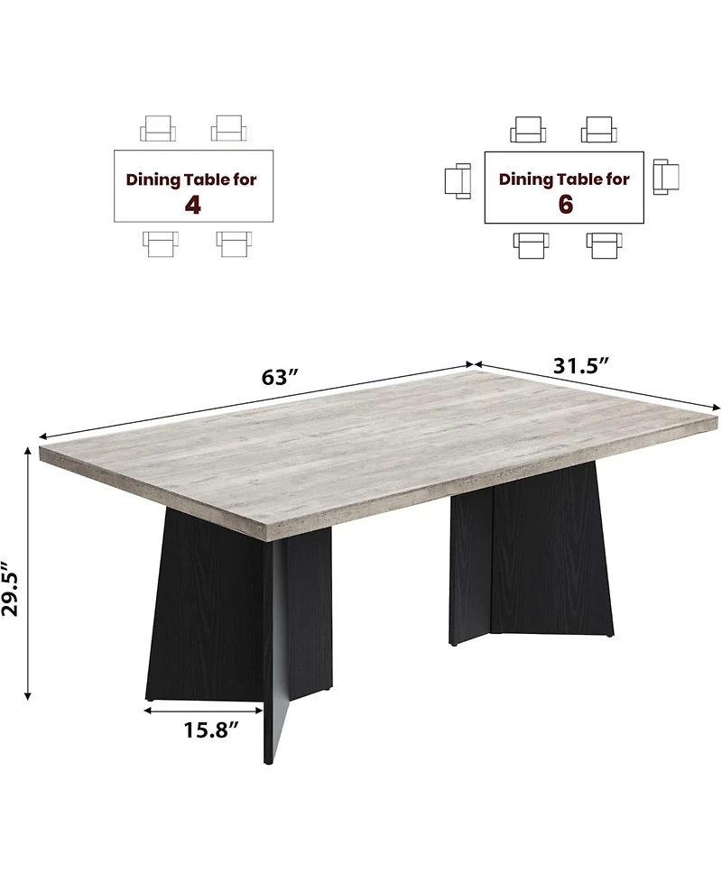 gaomon Dining Table for 6-8 People, 63" Modern Long Kitchen Table with Large Tabletop and Pedestal Legs, Dinner Table for Kitchen, Conference Room