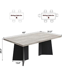 gaomon Dining Table for 6-8 People, 63" Modern Long Kitchen Table with Large Tabletop and Pedestal Legs, Dinner Table for Kitchen, Conference Room