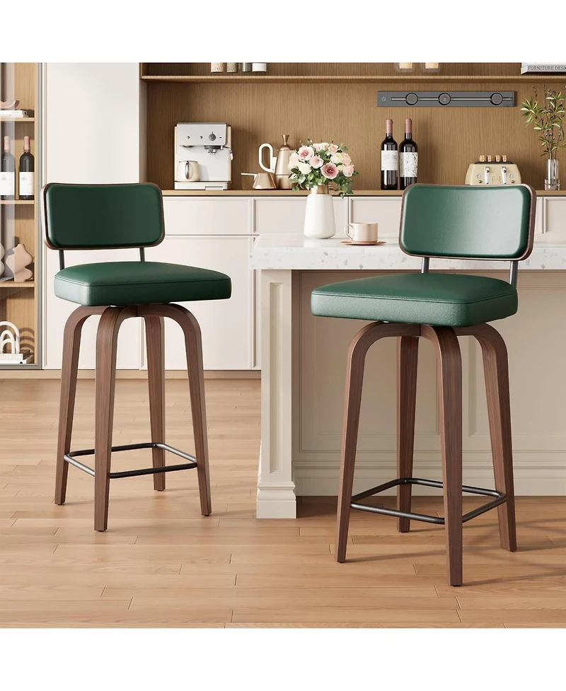 gaomon Swivel Bar Stools Set of 2, 26" Upholstered Counter Height Bar Stools
