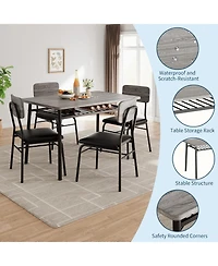 gaomon Dining Table Set for 4 with Storage Rack, 5-Piece Kitchen Table and Upholstered Chairs of 4, Wood Tabletop and Heavy-Duty Metel Frame