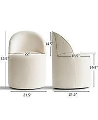Maison Boucle Chenille Swivel Vanity Chair with Casters, Barrel Makeup