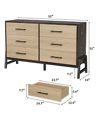 gaomon 6 Drawer Dresser for Bedroom, Freestanding Wooden Chest Storage